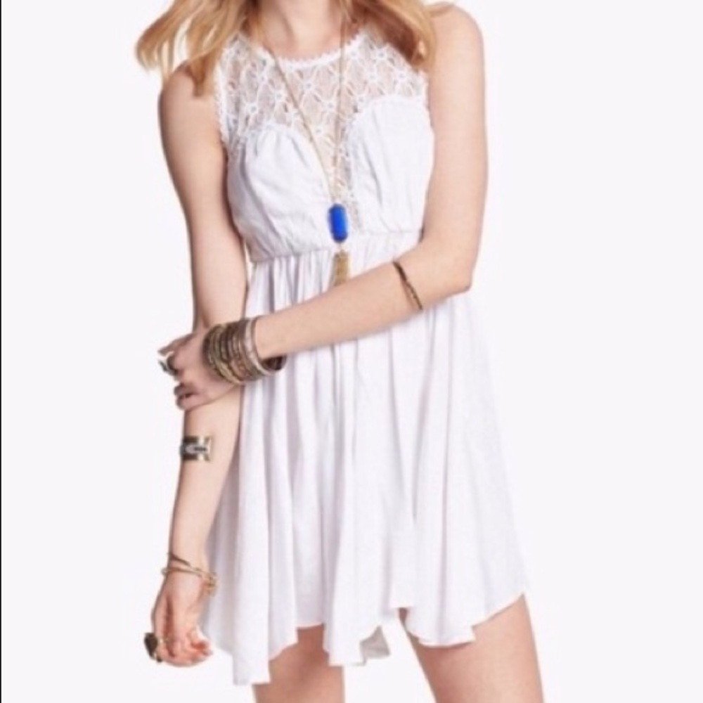 Free People white crocheted mini dress